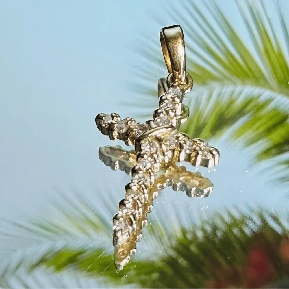 14K Solid Yellow Gold Genuine Diamond Cross Pendant – Fine Jewelry